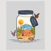 Mason Jar Camping Scene DTF Transfer